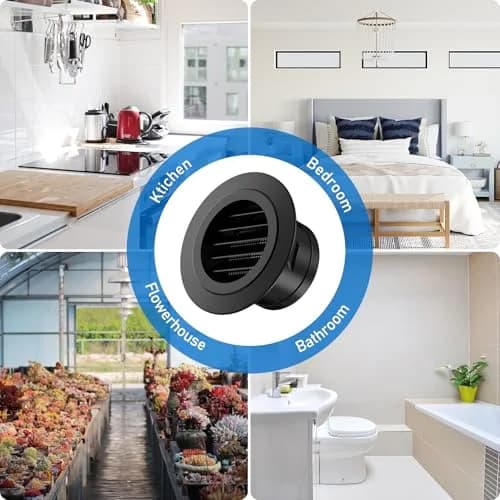 Hon&Guan 4 Inch Soffit Vent with Fly Screen, Black ABS Plastic | Louvered Ventilation for Home thumbnail 6