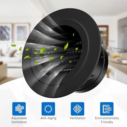 Hon&Guan 4 Inch Soffit Vent with Fly Screen, Black ABS Plastic | Louvered Ventilation for Home thumbnail 3