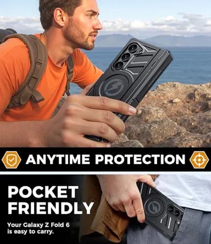 LEIAU Magnetic Armor Phone Case for Samsung Z-Fold-6 2024 | Shockproof TPU+PC, Dual Kickstand, MagSafe Compatible thumbnail 7