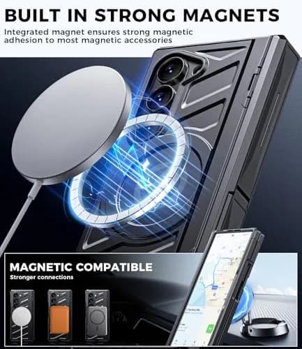 LEIAU Magnetic Armor Phone Case for Samsung Z-Fold-6 2024 | Shockproof TPU+PC, Dual Kickstand, MagSafe Compatible thumbnail 3