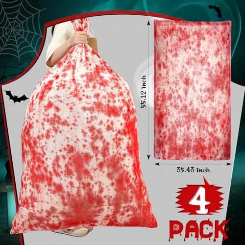 Arrowbash Halloween Bloody Drawstring Treat Bags 140 x 90 cm (55.12 x 35.43 in) | Horror Bloody Style Gauze Bags thumbnail 2