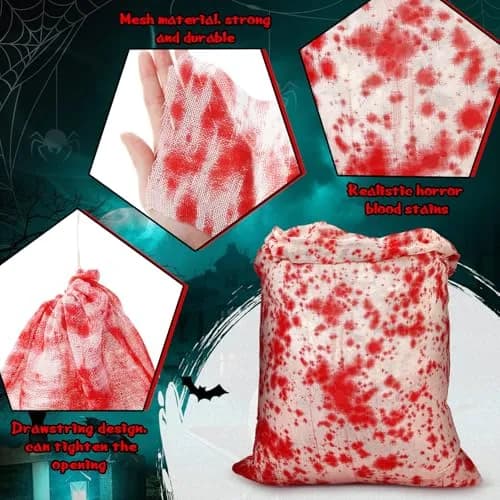 Arrowbash Halloween Bloody Drawstring Treat Bags 140 x 90 cm (55.12 x 35.43 in) | Horror Bloody Style Gauze Bags thumbnail 3