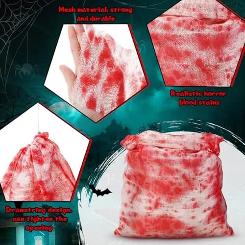 Arrowbash Halloween Bloody Drawstring Treat Bags 50cm (20in) | Horror Bloody Style with Realistic Splatter thumbnail 3