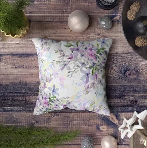 Shorping Wild Flowers Throw Pillow Cover 18x18 Inch | Watercolor Floral Cushion Cover for Home & Sofa thumbnail 4