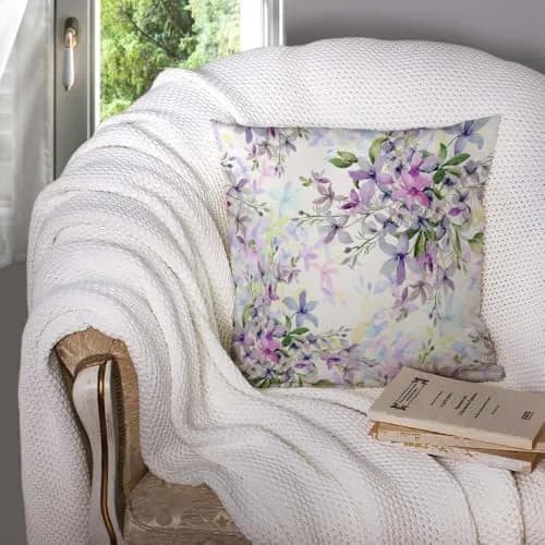 Shorping Wild Flowers Throw Pillow Cover 18x18 Inch | Watercolor Floral Cushion Cover for Home & Sofa thumbnail 5