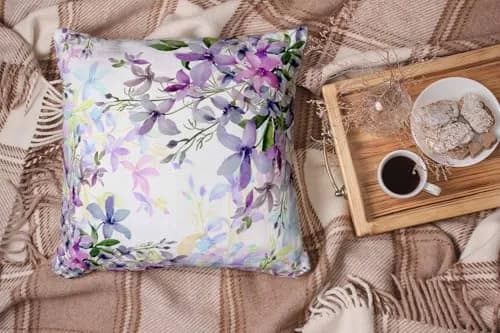 Shorping Wild Flowers Throw Pillow Cover 18x18 Inch | Watercolor Floral Cushion Cover for Home & Sofa thumbnail 6