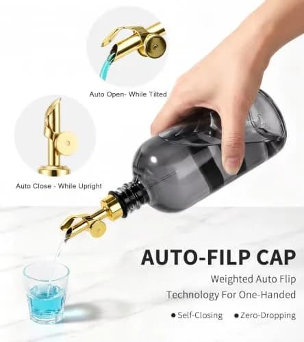 TOLDATLI Glass Mouthwash Dispenser with Cup 502ml (17 fl oz) | Auto Flip Pour Cap for Hygienic Oral Care thumbnail 4