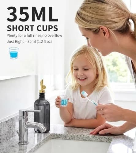 TOLDATLI Glass Mouthwash Dispenser with Cup 502ml (17 fl oz) | Auto Flip Pour Cap for Hygienic Oral Care thumbnail 6