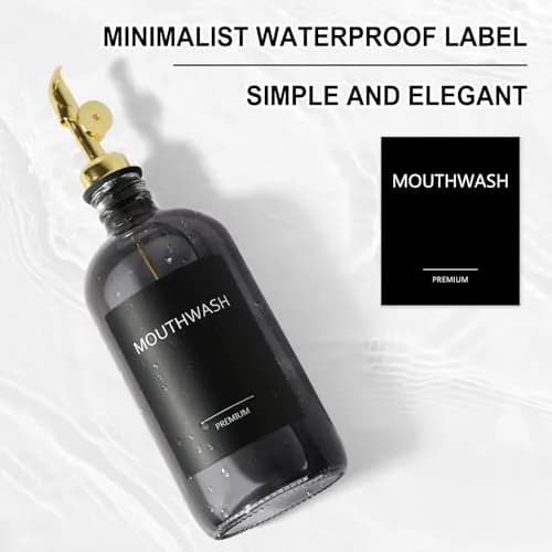 TOLDATLI Glass Mouthwash Dispenser with Cup 502ml (17 fl oz) | Auto Flip Pour Cap for Hygienic Oral Care thumbnail 9