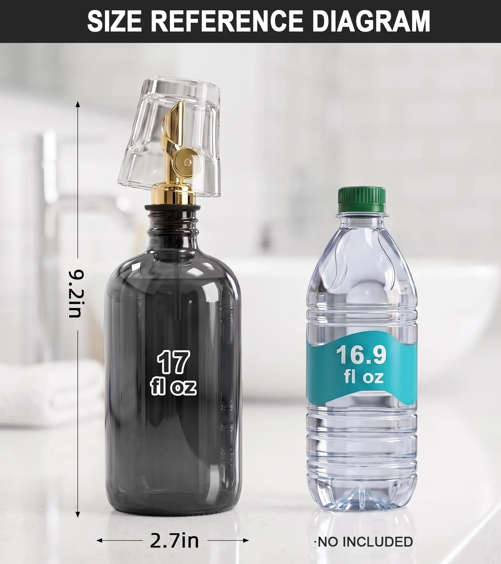 TOLDATLI Glass Mouthwash Dispenser with Cup 502ml (17 fl oz) | Auto Flip Pour Cap for Hygienic Oral Care - view 2