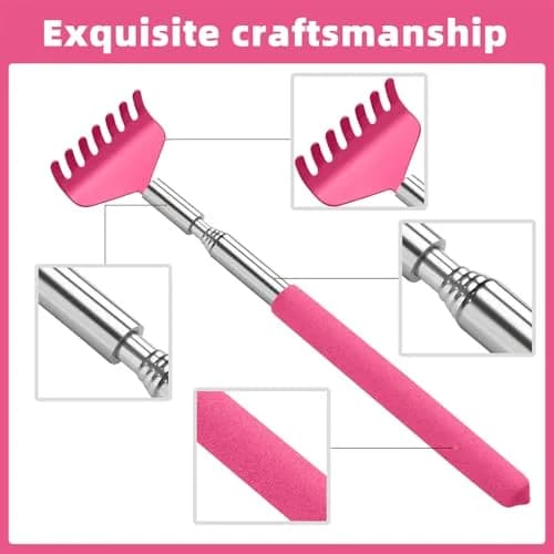 Kuvvfe Extendable Back Scratcher 2 Pack 27 inches (68.58 cm) | Stainless Steel Telescoping with Rubber Grip thumbnail 5