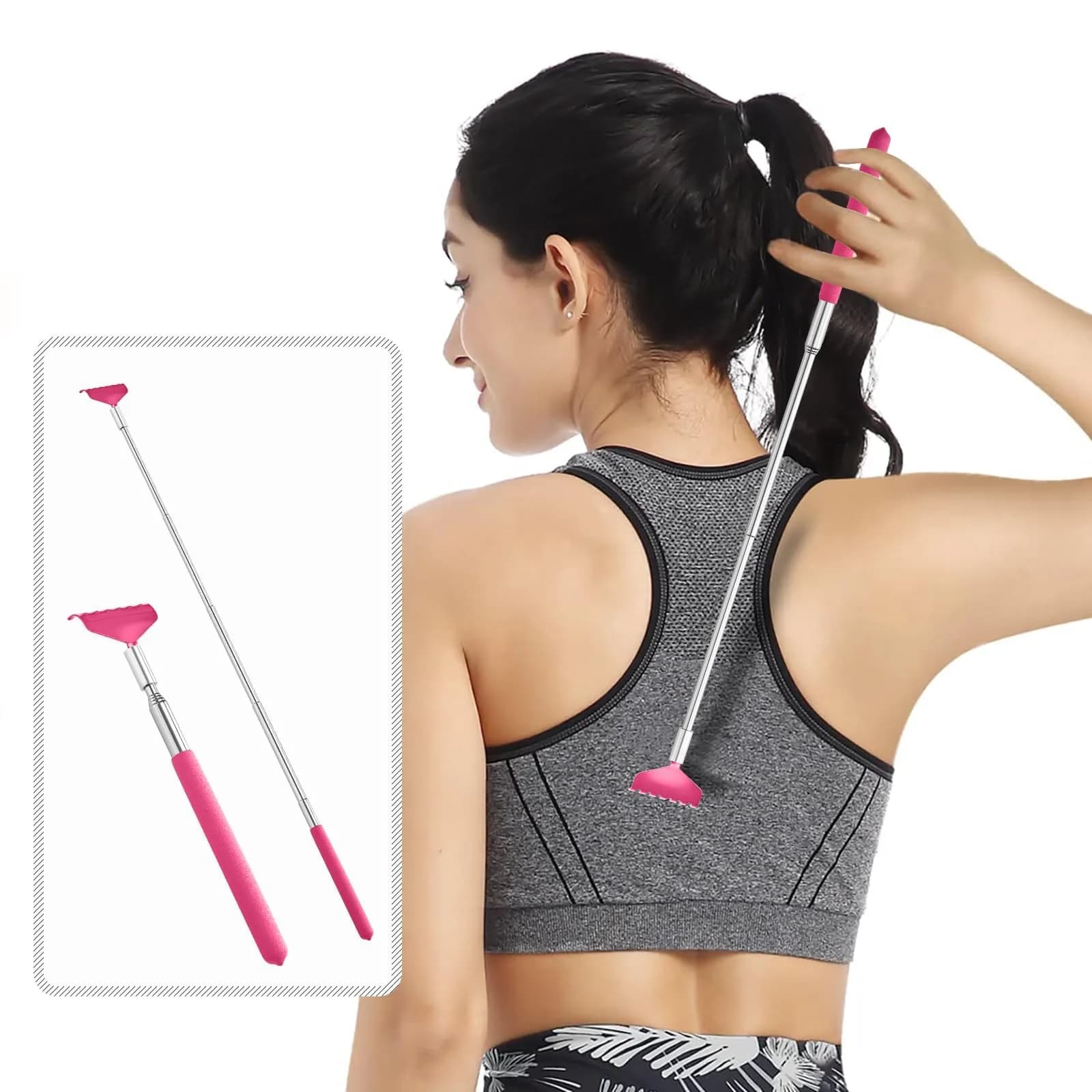 Kuvvfe Extendable Back Scratcher 2 Pack 27 inches (68.58 cm) | Stainless Steel Telescoping with Rubber Grip - view 6