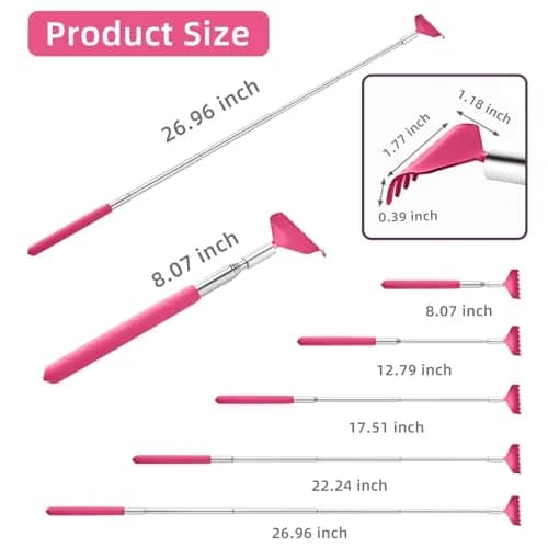 Kuvvfe Extendable Back Scratcher 2 Pack 27 inches (68.58 cm) | Stainless Steel Telescoping with Rubber Grip thumbnail 3