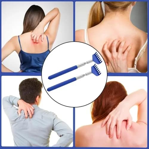 Kuvvfe Extendable Back Scratcher 2 Pack 61cm (24 Inch) | Stainless Steel Telescoping with Soft Rubber Grip thumbnail 4