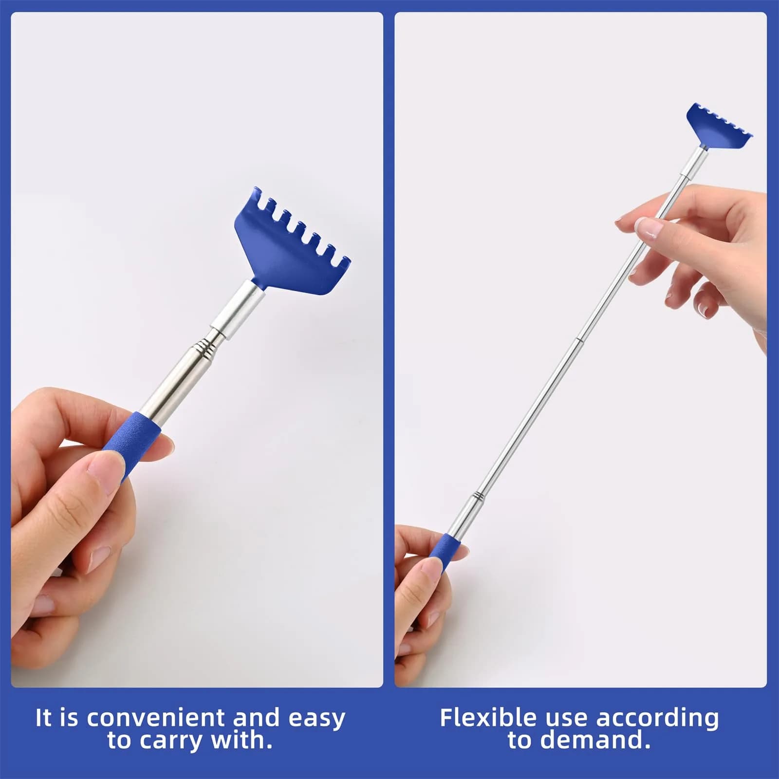 Kuvvfe Extendable Back Scratcher 2 Pack 61cm (24 Inch) | Stainless Steel Telescoping with Soft Rubber Grip - view 5