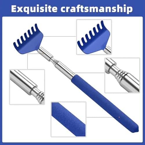 Kuvvfe Extendable Back Scratcher 2 Pack 61cm (24 Inch) | Stainless Steel Telescoping with Soft Rubber Grip thumbnail 6