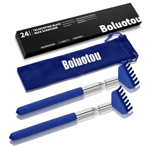 Kuvvfe Extendable Back Scratcher 2 Pack 61cm (24 Inch) | Stainless Steel Telescoping with Soft Rubber Grip thumbnail 1