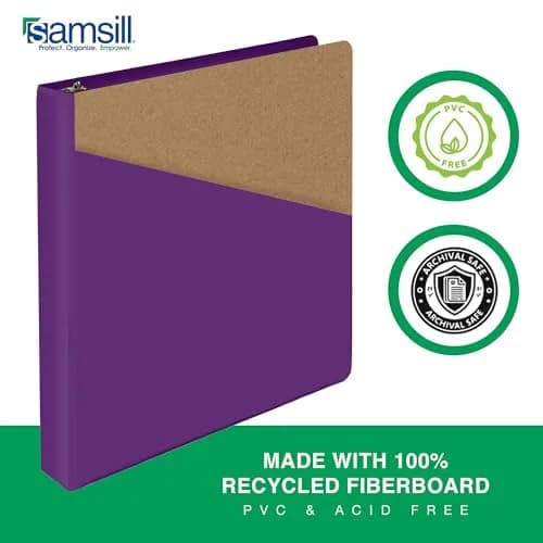 Samsill Durable 1 Inch D-Ring Binder, Customizable Clear View Cover, Plum Purple | Holds 225 Pages thumbnail 3