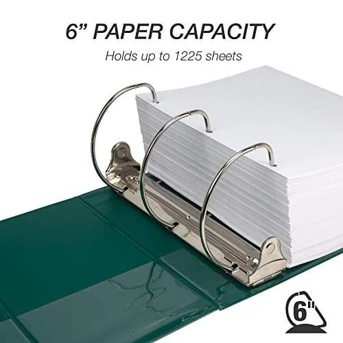 Samsill Durable 6 Inch 3 Ring Binder, Locking D Ring Binder, Customizable Clear View Cover, Forest Green, Holds 1225 Pages | Heavy-Duty Organization thumbnail 4