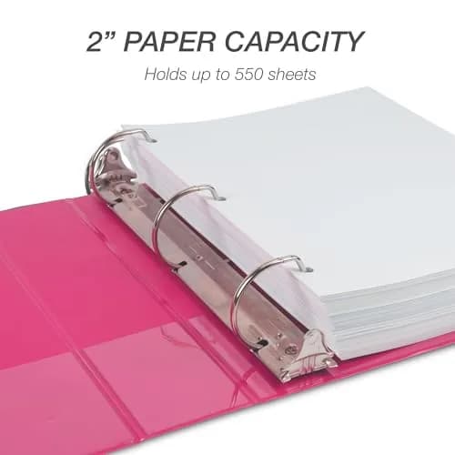 Samsill Durable 2 Inch D-Ring Binder, Customizable Clear View Cover, Dragonfruit, Holds 475 Pages | Heavy-Duty Office & School Organizer thumbnail 5