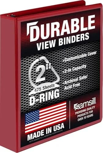 Samsill 5.1cm (2 Inch) D-Ring Binder, Dragonfruit, Holds 475 Pages | Customizable Clear View Cover - view 3