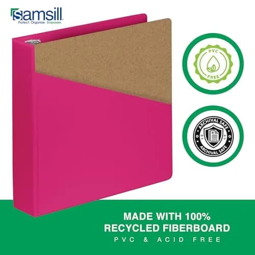 Samsill Durable 2 Inch D-Ring Binder, Customizable Clear View Cover, Dragonfruit, Holds 475 Pages | Heavy-Duty Office & School Organizer thumbnail 3