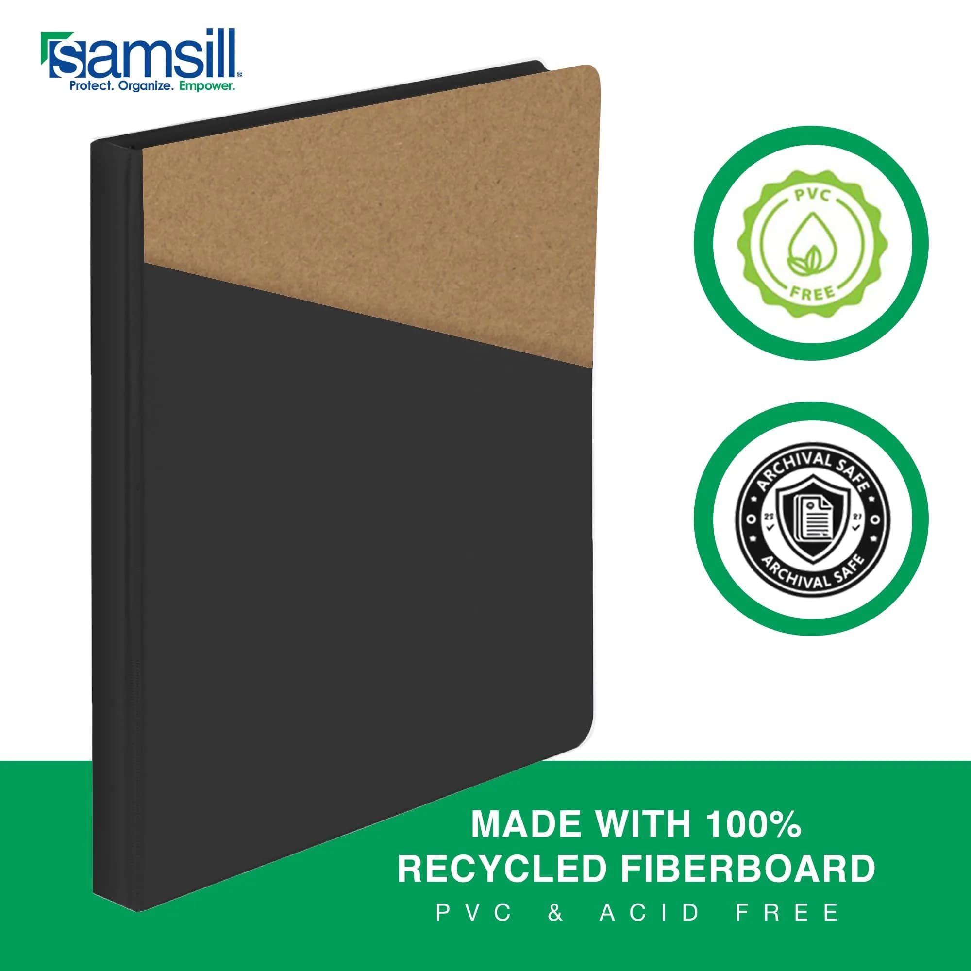 Samsill Durable 1.3cm (0.5 Inch) Binder, D-Ring, Clear View Cover, Charcoal Black | Value Pack Storage Binder for Students - view 3