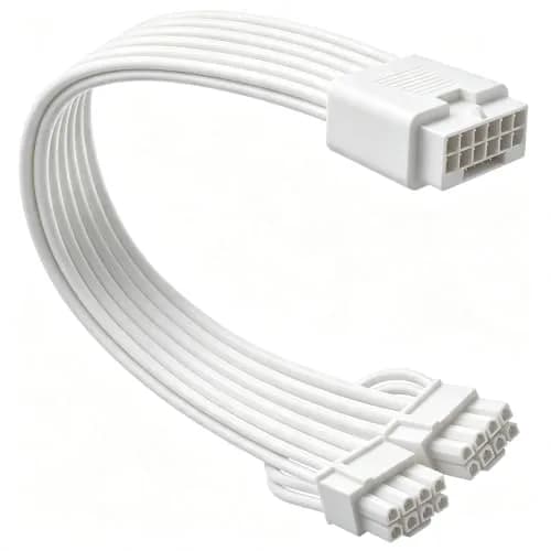 COMeap 16 Pin to Dual 8 Pin PCIe Conversion GPU Power Cable 30cm (11.8in) White | 600W Rated Power thumbnail 1