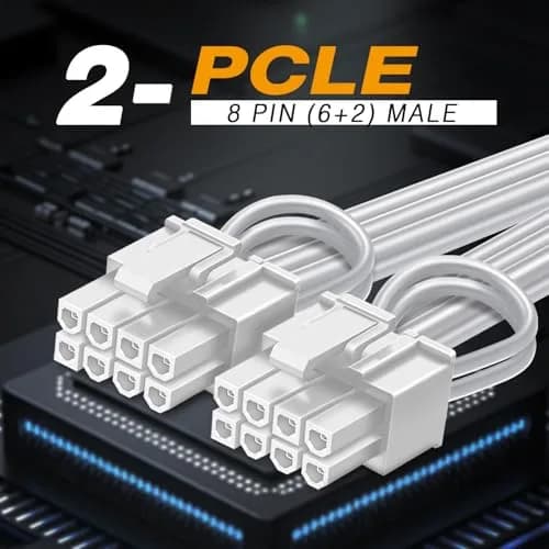 COMeap 16 Pin to Dual 8 Pin PCIe Conversion GPU Power Cable 30cm (11.8in) White | 600W Rated Power thumbnail 3
