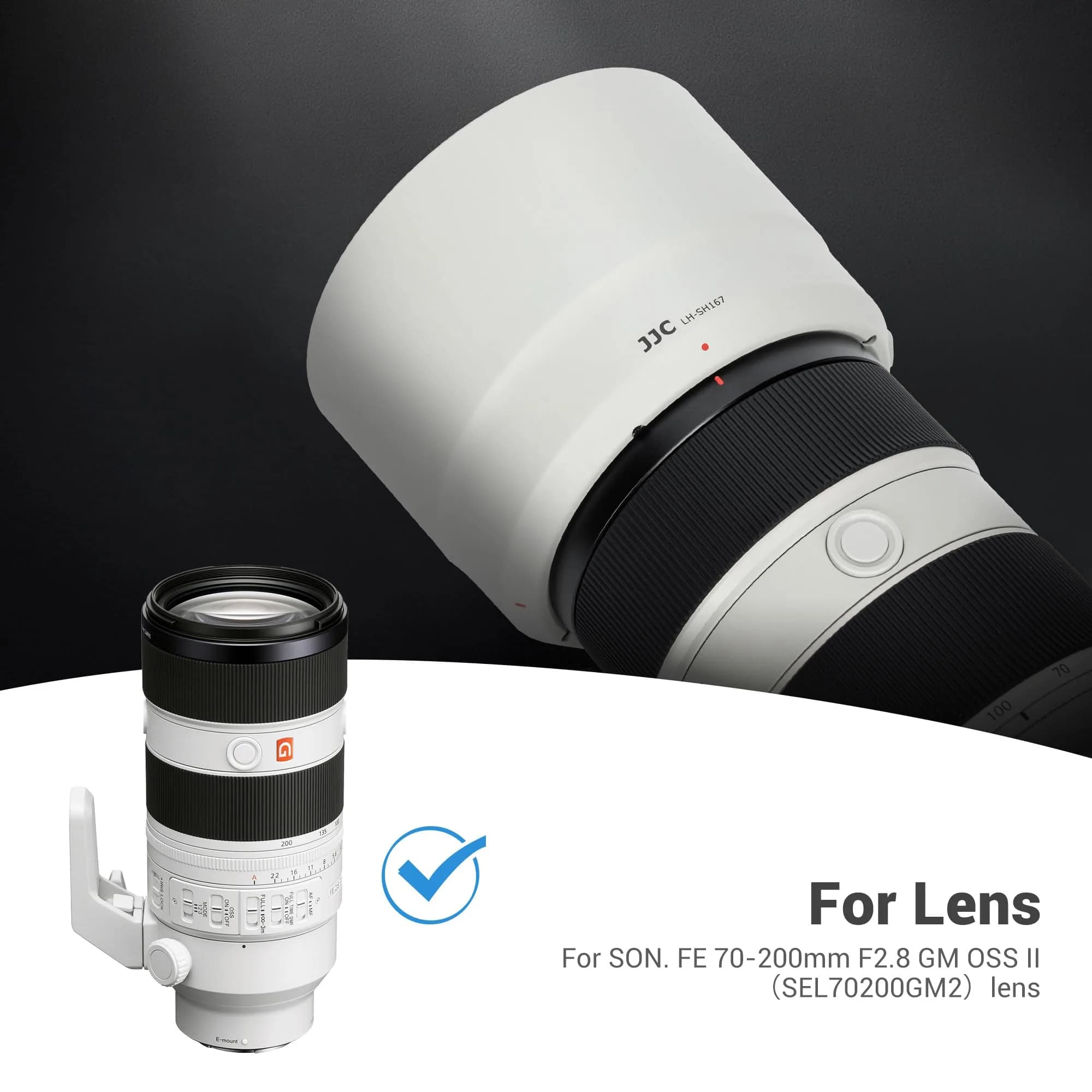 JJC ALC-SH167 Lens Hood Shade for Sony FE 70-200mm F2.8 GM OSS II Lens with 77mm Filter Access | Reversible Bayonet Mount - view 2