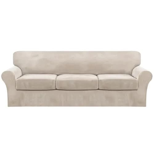 FantasDecor 4 Piece Velvet Sofa Couch Covers Large | All-Round Protection & Elegant Look thumbnail 1