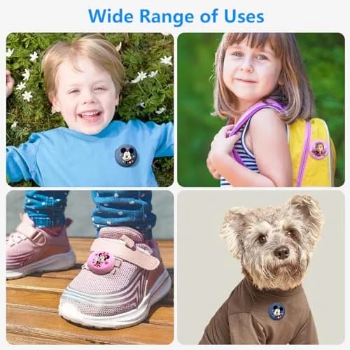 Meletoon Waterproof AirTag Holder for Kids - 4 Pack Cute Cartoon Silicone Case with Safety Pin | Hidden Tracker for Clothes, Luggage, Shoes, Backpack thumbnail 2