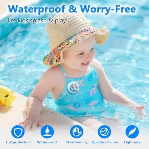 Meletoon Waterproof AirTag Holder for Kids - 4 Pack Cute Cartoon Silicone Case with Safety Pin | Hidden Tracker for Clothes, Luggage, Shoes, Backpack thumbnail 3
