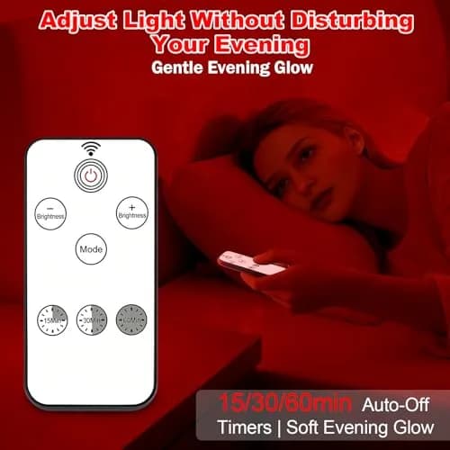 Aoife 670nm Red Light Bedside Lamp 9.0 cm (3.54 in) | 4 Color Modes with Remote Control thumbnail 5