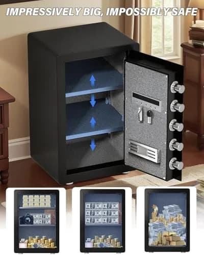 kavey 2.5 Cub Safe Box Large Home Safe with Fireproof Waterproof Bag | Dual Alarm Touch Screen thumbnail 5
