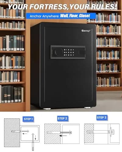 kavey 2.5 Cub Safe Box Large Home Safe with Fireproof Waterproof Bag | Dual Alarm Touch Screen thumbnail 6