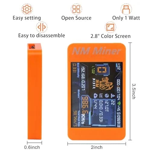 Cryptovolmine NM Miner 986 kH/s 2.8 inch Color Display DIY Solo Crypto Miner thumbnail 3