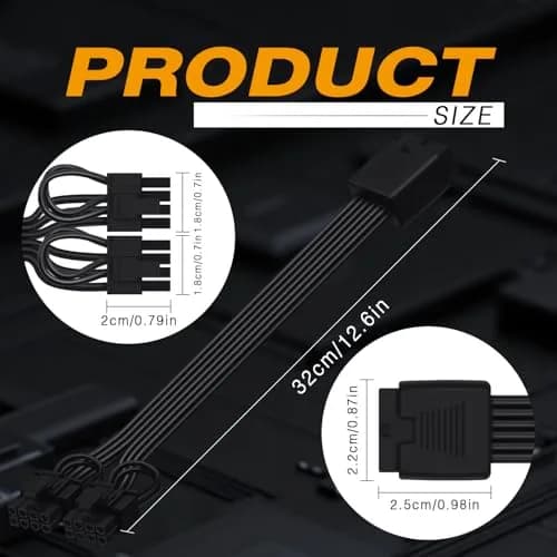 COMeap 16 Pin to Dual 8 Pin PCIe Conversion Cable 30cm (11.8in) Black | Powers High-End GPUs thumbnail 4
