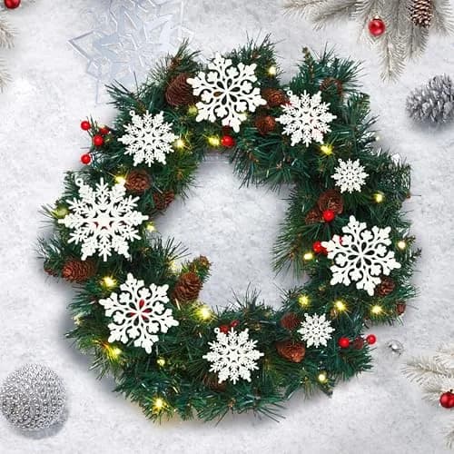GuassLee Hanging Ornaments 36pcs | White Flocked Snowflakes for Xmas & Winter Wonderland (70-120 chars) thumbnail 2