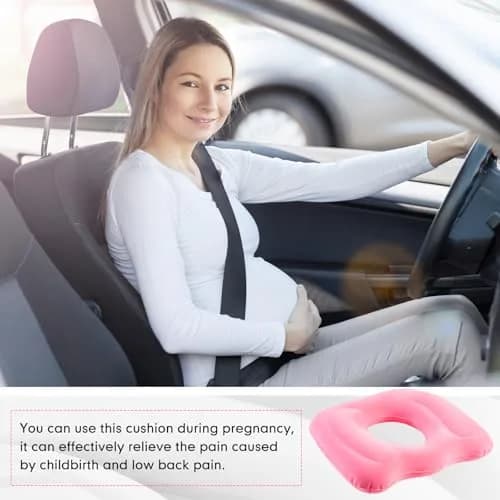 Leinuosen Pink Inflatable Seat Cushion 46cm x 40cm x 12cm (18.1" x 15.7" x 4.7") | Comfortable & Portable for All-Day Sitting thumbnail 6