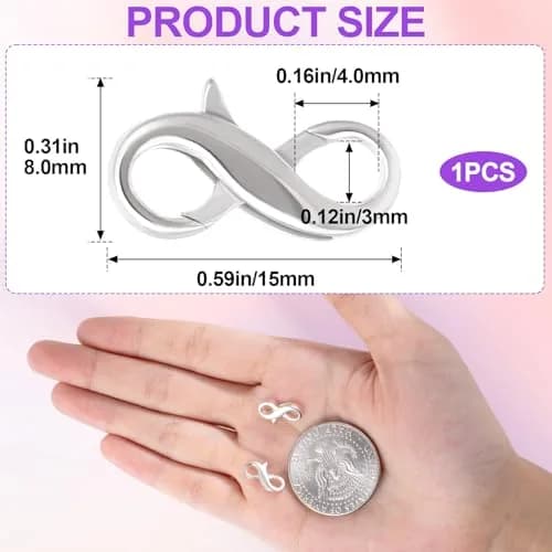 Pndeyo Sterling Silver Lobster Claw Clasps 0.59×0.31in | Jewelry Connector & Enhancer thumbnail 2