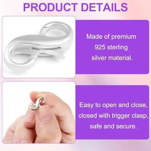 Pndeyo Sterling Silver Lobster Claw Clasps 0.59×0.31in | Jewelry Connector & Enhancer thumbnail 3