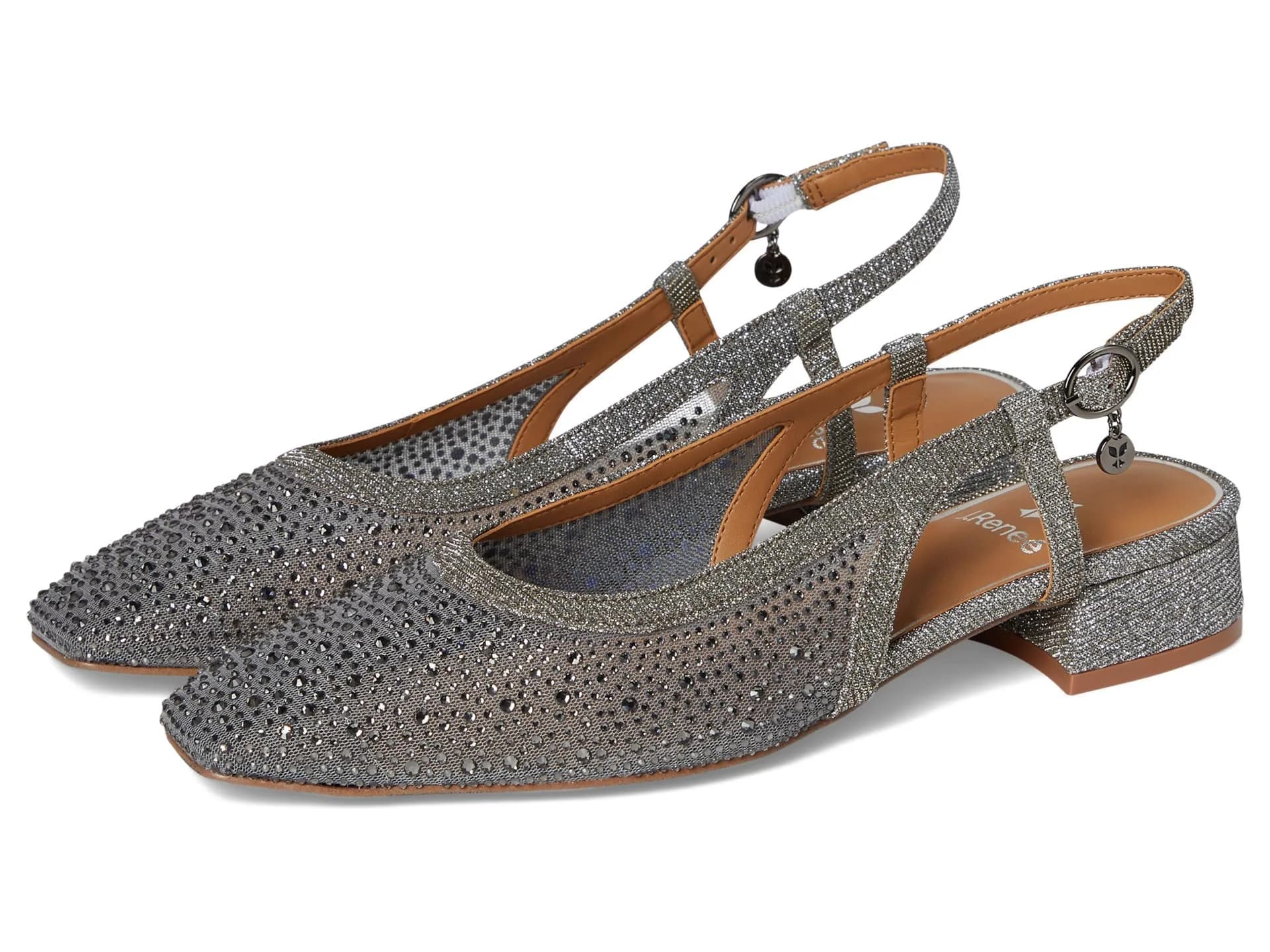 J. Reneé Layton Pewter Women's Pump 9 M | Square Toe, Mesh Upper, 1 Inch Block Heel