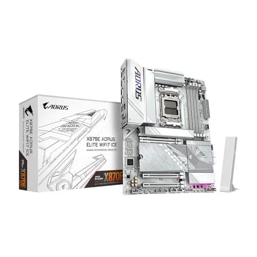 GIGABYTE X870E AORUS Elite WIFI7 ICE AMD AM5 Motherboard | DDR5, PCIe 5.0, WiFi7, 4X M.2, 2.24kg thumbnail 1