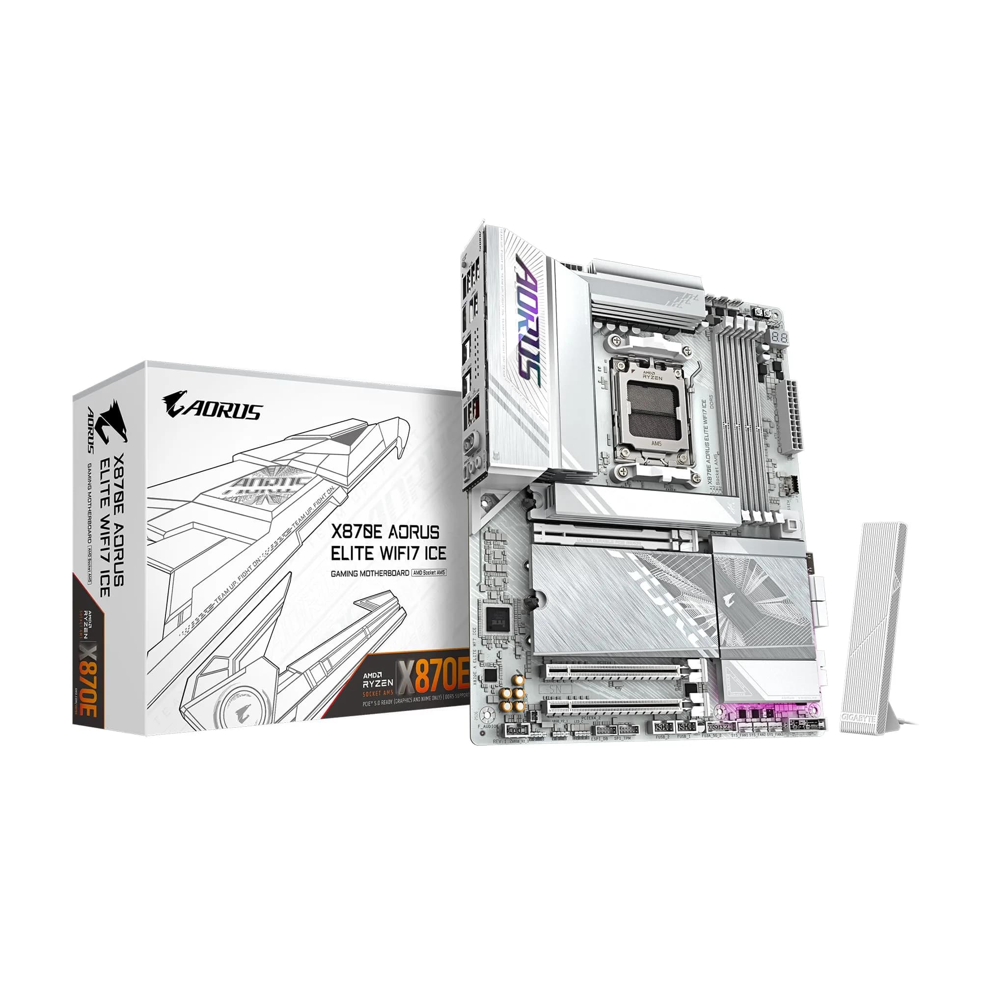 GIGABYTE X870E AORUS Elite WIFI7 ICE AMD AM5 Motherboard | DDR5, PCIe 5.0, WiFi7, 4X M.2, 2.24kg