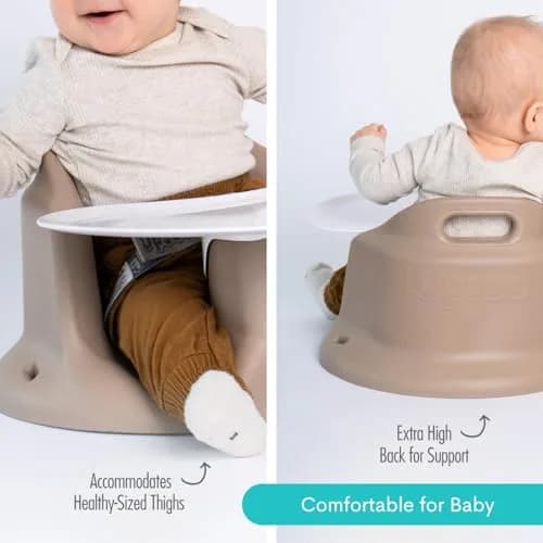 Upseat Baby Floor & Booster Seat with Tray | Ergonomic Design for Healthy Hip Development (4-24 Months, Taupe) thumbnail 6