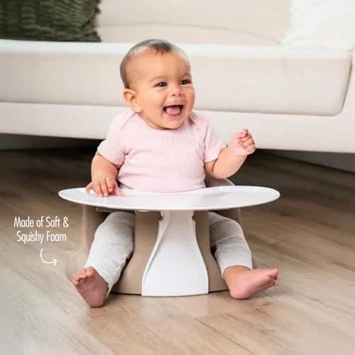 Upseat Baby Floor & Booster Seat with Tray | Ergonomic Design for Healthy Hip Development (4-24 Months, Taupe) thumbnail 2
