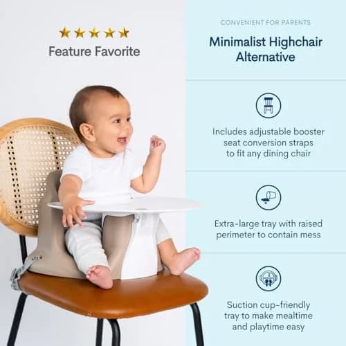 Upseat Baby Floor & Booster Seat with Tray | Ergonomic Design for Healthy Hip Development (4-24 Months, Taupe) thumbnail 3