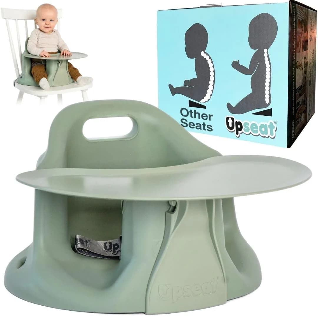 Upseat Baby Floor & Booster Seat with Tray | Ergonomic Design for Healthy Hip Development — Sage