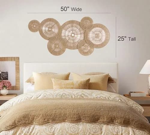 Mokof 7 Pack Handwoven Boho Baskets Wall Decor Set | 17.8 cm - 43.2 cm (7"-17") Diameter thumbnail 4